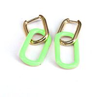 Wholesale Oval Earrings Color Dripping Copper Gold-plated Fashion Earrings sku image 4