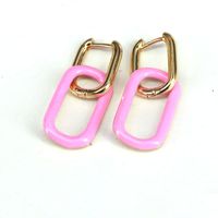 Wholesale Oval Earrings Color Dripping Copper Gold-plated Fashion Earrings sku image 7