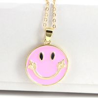 New Simple Dripping Oil Cute Smiley Necklace Sweater Chain sku image 1
