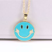 New Simple Dripping Oil Cute Smiley Necklace Sweater Chain sku image 3