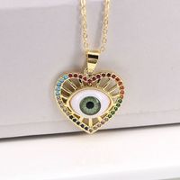 New Devil's Eyes Heart-shaped Pendant Copper Micro-inlaid Zircon Necklace Wholesale sku image 1