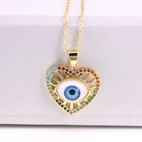 New Devil's Eyes Heart-shaped Pendant Copper Micro-inlaid Zircon Necklace Wholesale sku image 2