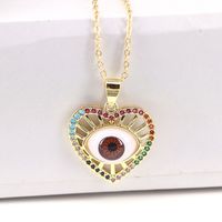 New Devil's Eyes Heart-shaped Pendant Copper Micro-inlaid Zircon Necklace Wholesale sku image 3