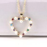 New Style Heart Pearl Micro-inlaid Zircon Necklace Fashion Clavicle Chain sku image 1