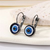 Retro Glitter Blue Eye Bronze Metal Edging Devil's Eye Earrings sku image 2
