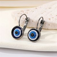 Pendientes De Ojo De Diablo Con Bordes De Metal De Bronce De Ojo Azul Con Purpurina Retro sku image 2