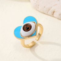 European Retro Exaggerated Peach Heart Eye Ring Punk Alloy Ring Wholesale sku image 2