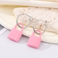 Alloy Candy Color Lock Fashion Simple Contrast Color Small Lock Earring sku image 1