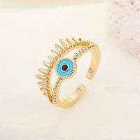 Punk Personality Full Diamond Hollow Eye Ring Turkey Devil Eye Open Ring sku image 1