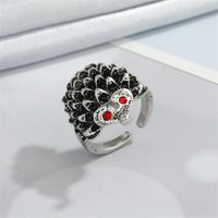 Retro Punk Butterfly Hedgehog Owl Frog Ring Female Ancient Silver Animal Open Ring sku image 10