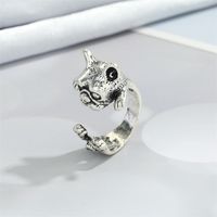 Retro Punk Butterfly Hedgehog Owl Frog Ring Female Ancient Silver Animal Open Ring sku image 1