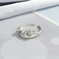 Retro Punk Butterfly Hedgehog Owl Frog Ring Female Ancient Silver Animal Open Ring sku image 2