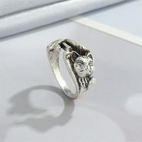 Retro Punk Butterfly Hedgehog Owl Frog Ring Female Ancient Silver Animal Open Ring sku image 3