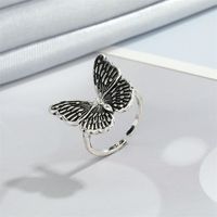 Retro Punk Butterfly Hedgehog Owl Frog Ring Female Ancient Silver Animal Open Ring sku image 4