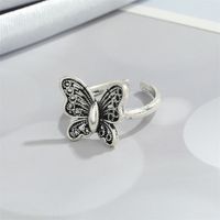 Retro Punk Butterfly Hedgehog Owl Frog Ring Female Ancient Silver Animal Open Ring sku image 6