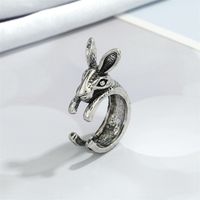 Retro Punk Butterfly Hedgehog Owl Frog Ring Female Ancient Silver Animal Open Ring sku image 9