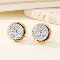 New Retro Simple Round Resin Glitter Earrings Geometric Metal Edging Earrings sku image 1