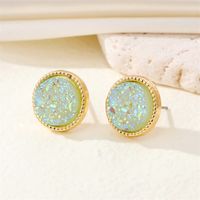 New Retro Simple Round Resin Glitter Earrings Geometric Metal Edging Earrings sku image 2