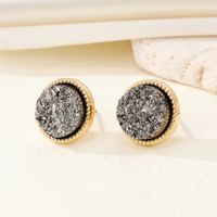 New Retro Simple Round Resin Glitter Earrings Geometric Metal Edging Earrings sku image 4