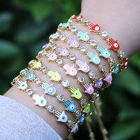 Fashion Geometric Copper Artificial Gemstones Bracelets In Bulk main image 1