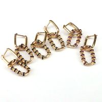 Exaggerated Copper Micro-inlaid Zircon Oval Earrings Personality Earrings Wholesale main image 3