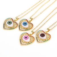 New Devil's Eyes Heart-shaped Pendant Copper Micro-inlaid Zircon Necklace Wholesale main image 1
