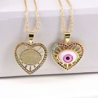 New Devil's Eyes Heart-shaped Pendant Copper Micro-inlaid Zircon Necklace Wholesale main image 3