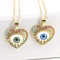 New Devil's Eyes Heart-shaped Pendant Copper Micro-inlaid Zircon Necklace Wholesale main image 4