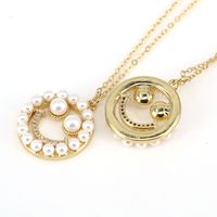 European And American Style Inlaid Pearl Zircon Hollow Smiley Face Pendant Necklace main image 5