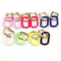 Wholesale Oval Earrings Color Dripping Copper Gold-plated Fashion Earrings main image 1