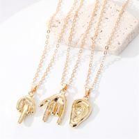 Punk Necklace Stereo Gesture Ear Foot Pendant Clavicle Chain main image 1