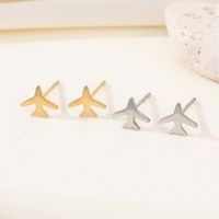 Airplane Stainless Steel No Inlaid Earrings Ear Studs main image 1