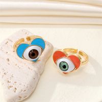 European Retro Exaggerated Peach Heart Eye Ring Punk Alloy Ring Wholesale main image 2