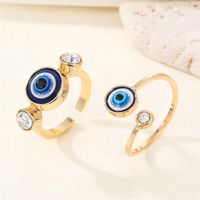 Retro Diamond Resin Glitter Blue Eye Ring Turkey Devil's Eye Open Ring main image 1