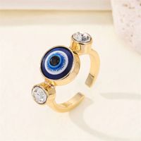 Retro Diamond Resin Glitter Blue Eye Ring Turkey Devil's Eye Open Ring main image 4