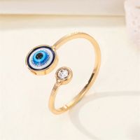 Retro Diamond Resin Glitter Blue Eye Ring Turkey Devil's Eye Open Ring main image 5