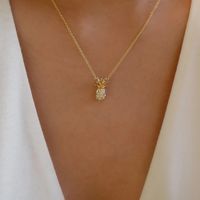 Simple Diamond-studded Pineapple Necklace Wholesale Jewelry main image 1