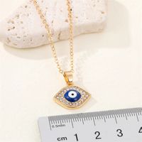 Retro Full Diamond Eye Necklace Simple Blue Devil's Eye Pendant Clavicle Chain main image 3