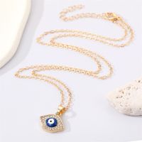 Retro Full Diamond Eye Necklace Simple Blue Devil's Eye Pendant Clavicle Chain main image 6