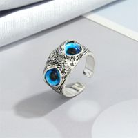 Retro Punk Butterfly Hedgehog Owl Frog Ring Female Ancient Silver Animal Open Ring main image 5