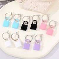 Alloy Candy Color Lock Fashion Simple Contrast Color Small Lock Earring main image 2