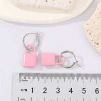 Alloy Candy Color Lock Fashion Simple Contrast Color Small Lock Earring main image 3