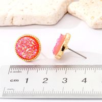 New Retro Simple Round Resin Glitter Earrings Geometric Metal Edging Earrings main image 3