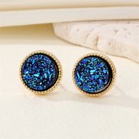 New Retro Simple Round Resin Glitter Earrings Geometric Metal Edging Earrings main image 4