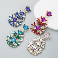 New Alloy Colored Diamond Flower Earrings Fashion Earrings main image 1