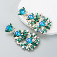 New Alloy Colored Diamond Flower Earrings Fashion Earrings main image 6