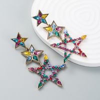 Pendientes De Estrella Multicapa De Diamantes De Imitación De Color De Moda sku image 1