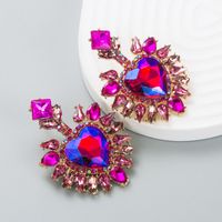 Fashion Diamond-studded Love Heart-shaped Colored Diamond Drop Earring main image 6