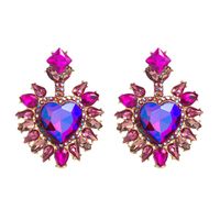 Fashion Diamond-studded Love Heart-shaped Colored Diamond Drop Earring main image 7