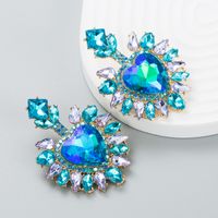 Fashion Diamond-studded Love Heart-shaped Colored Diamond Drop Earring sku image 1
